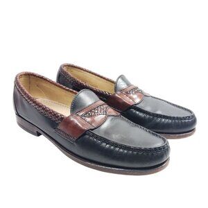 Allen Edmond's Men's Size 9.5 A Black Brown Penny Loafers